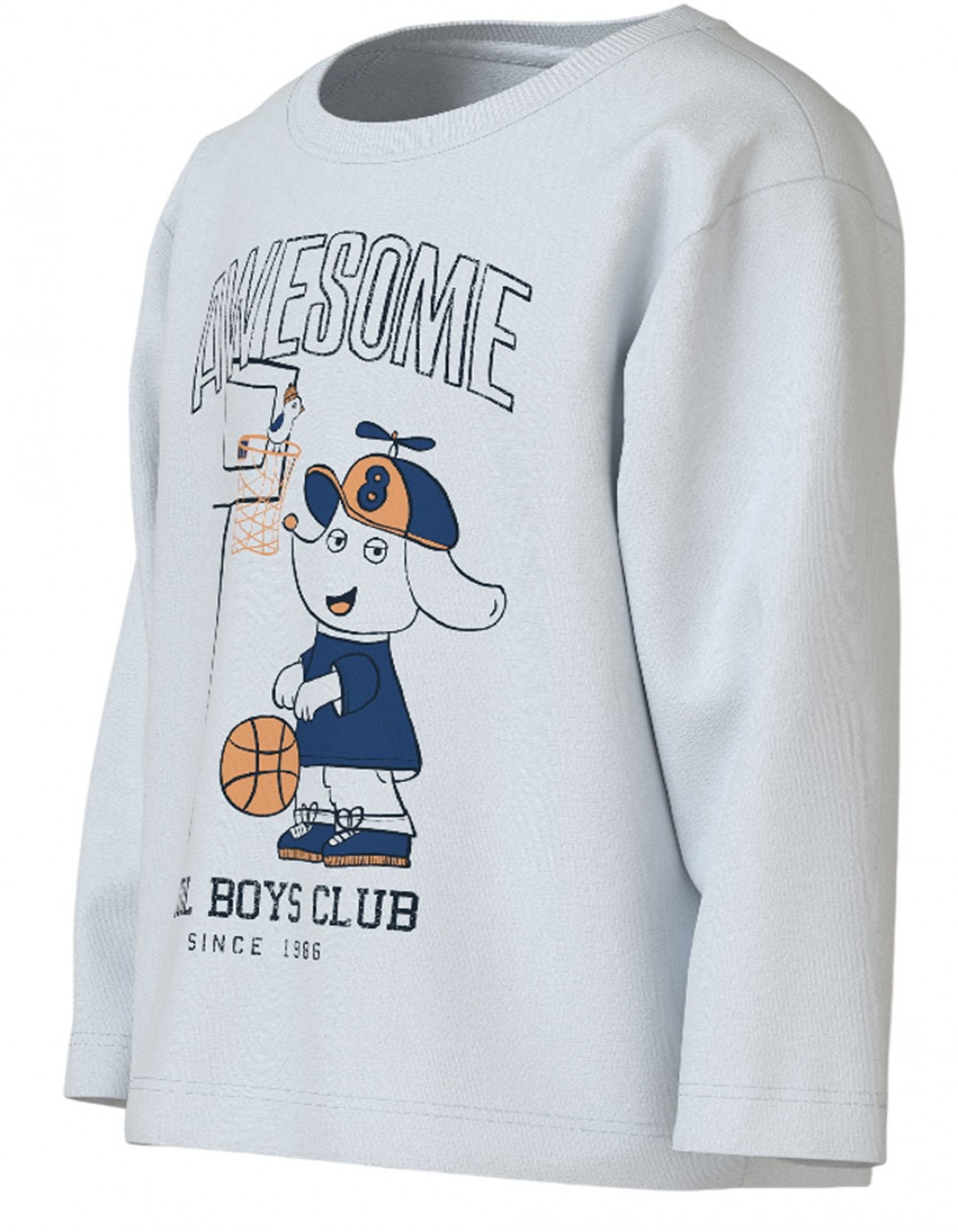 Παιδικό μακρυμάνικο μπλουζάκι Name it λευκό με σκύλο  Παιδικό μακρυμάνικο μπλουζάκι Name it για αγόρι λευκό με σκύλο