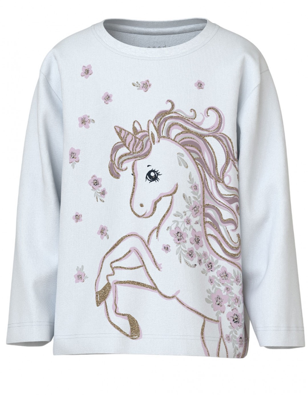 Παιδικό μακρυμάνικό μπλουζάκι για κορίτσι, λευκό, Regular Fit, 100% βαμβάκι.