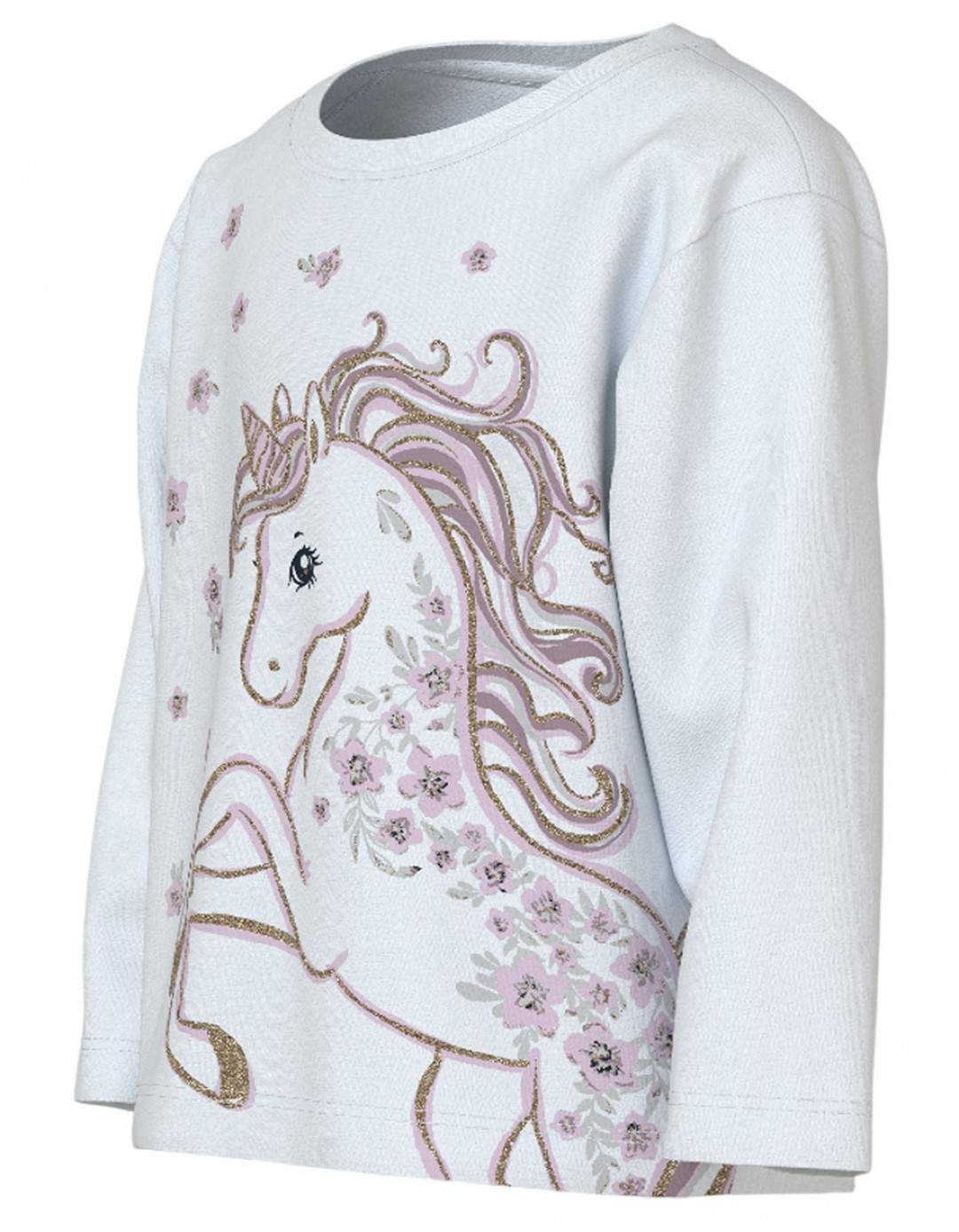 Παιδική μπλούζα Name It με μονόκερο - λευκή Μπλούζα μακρυμάνικη Name It με μονόκερο για κορίτσι