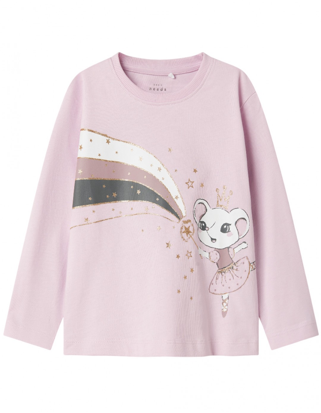 Παιδικό μακρυμάνικό μπλουζάκι για κορίτσι, λιλά, Regular Fit, 100% βαμβάκι.