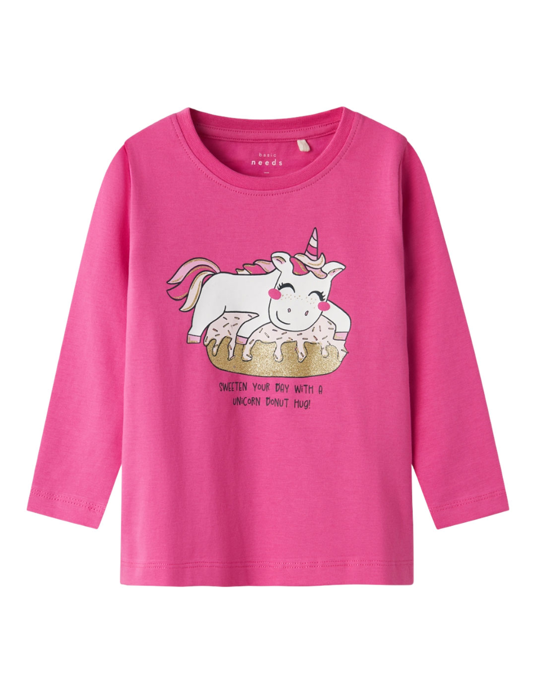 Παιδική μπλούζα μακρυμάνικη για κορίτσι, φούξια, Regular Fit, 100% βαμβάκι.