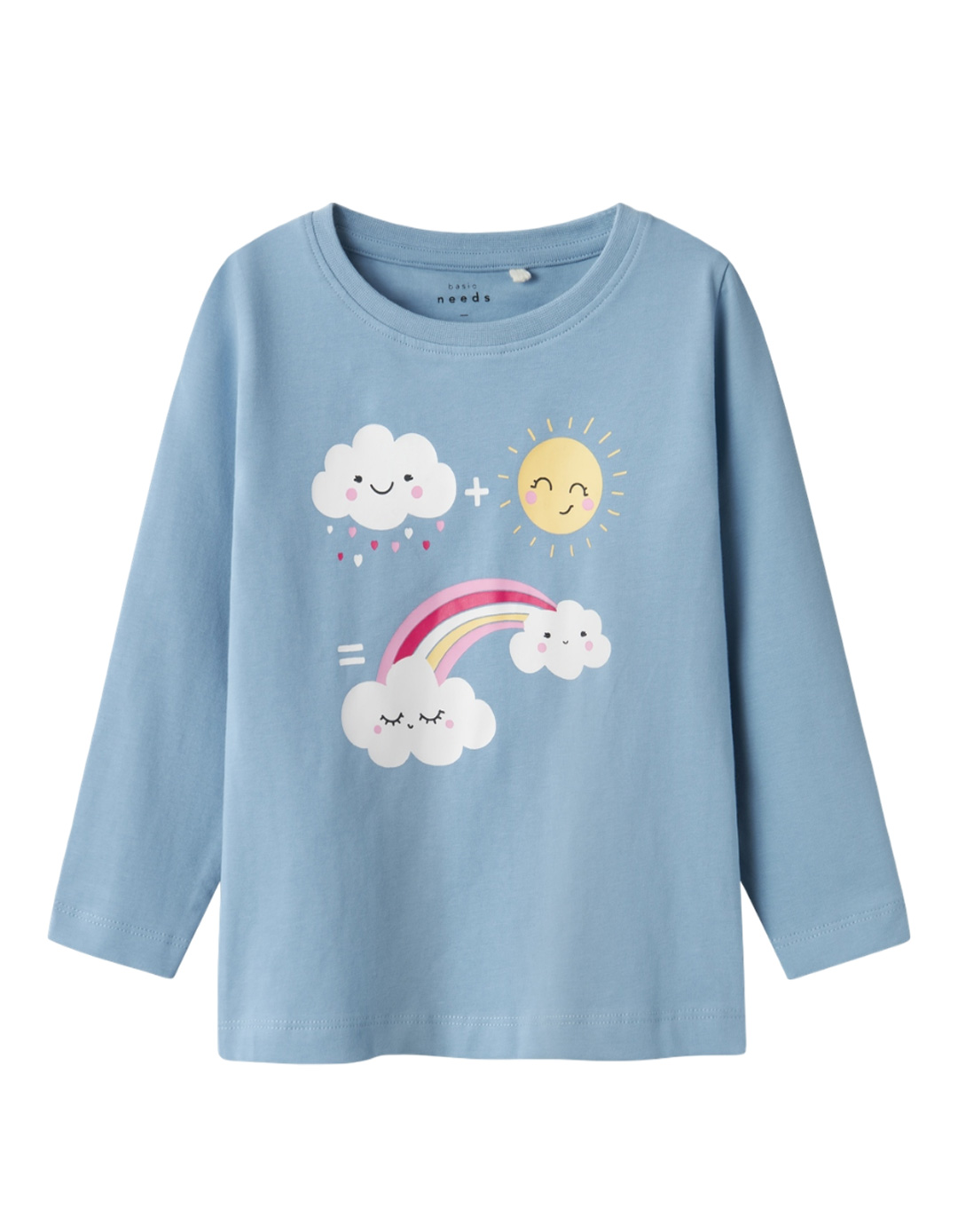 Παιδική μπλούζα μακρυμάνικη για κορίτσι, γαλάζια, Regular Fit, 95% βαμβάκι-5% ελαστίνη.
