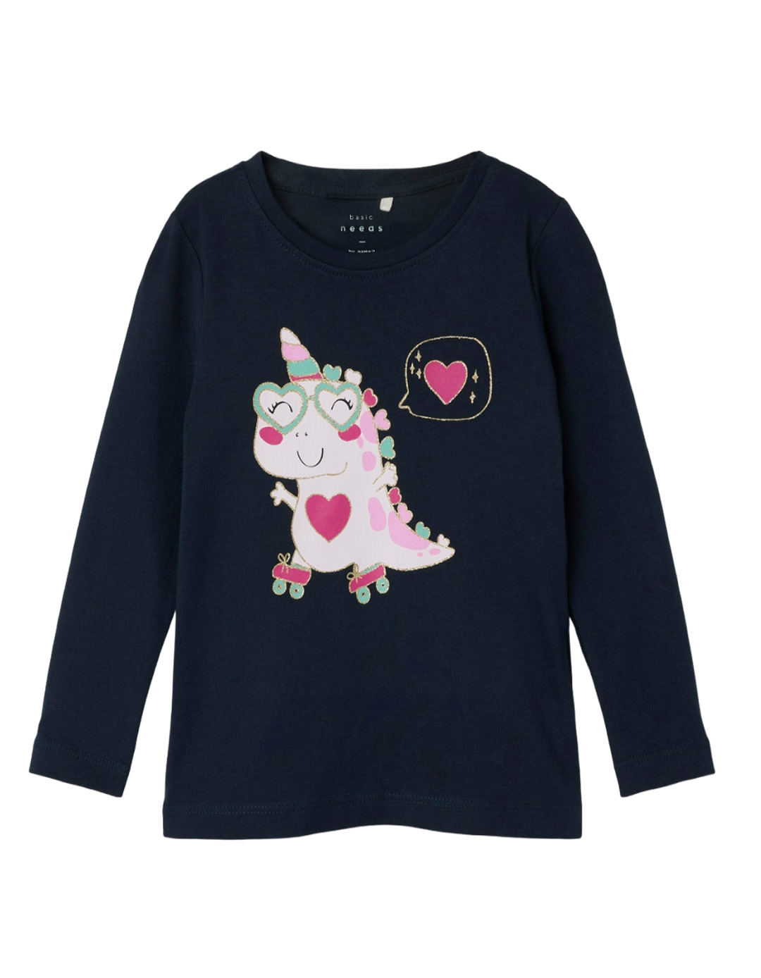 Παιδική μπλούζα μακρυμάνικη για κορίτσι, μπλε, Regular Fit, 100% βαμβάκι. Παιδική μπλούζα μακρυμάνικη για κορίτσι, μπλε, Regular Fit, 100% βαμβάκι.