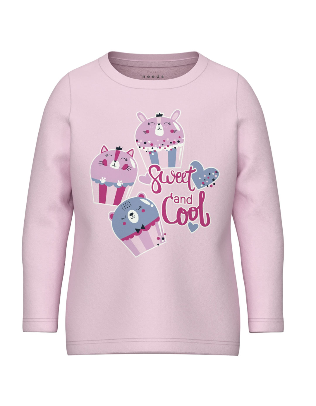 Παιδική μπλούζα μακρυμάνικη για κορίτσι, ροζ, Regular Fit, 100% βαμβάκι.