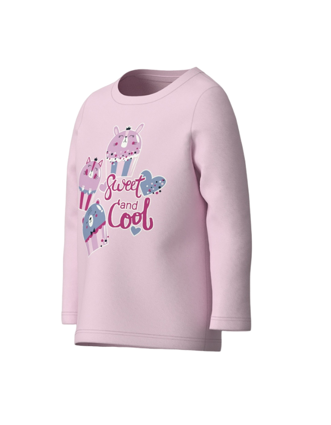 Παιδική μπλούζα μακρυμάνικη για κορίτσι, ροζ, Regular Fit, 100% βαμβάκι.
