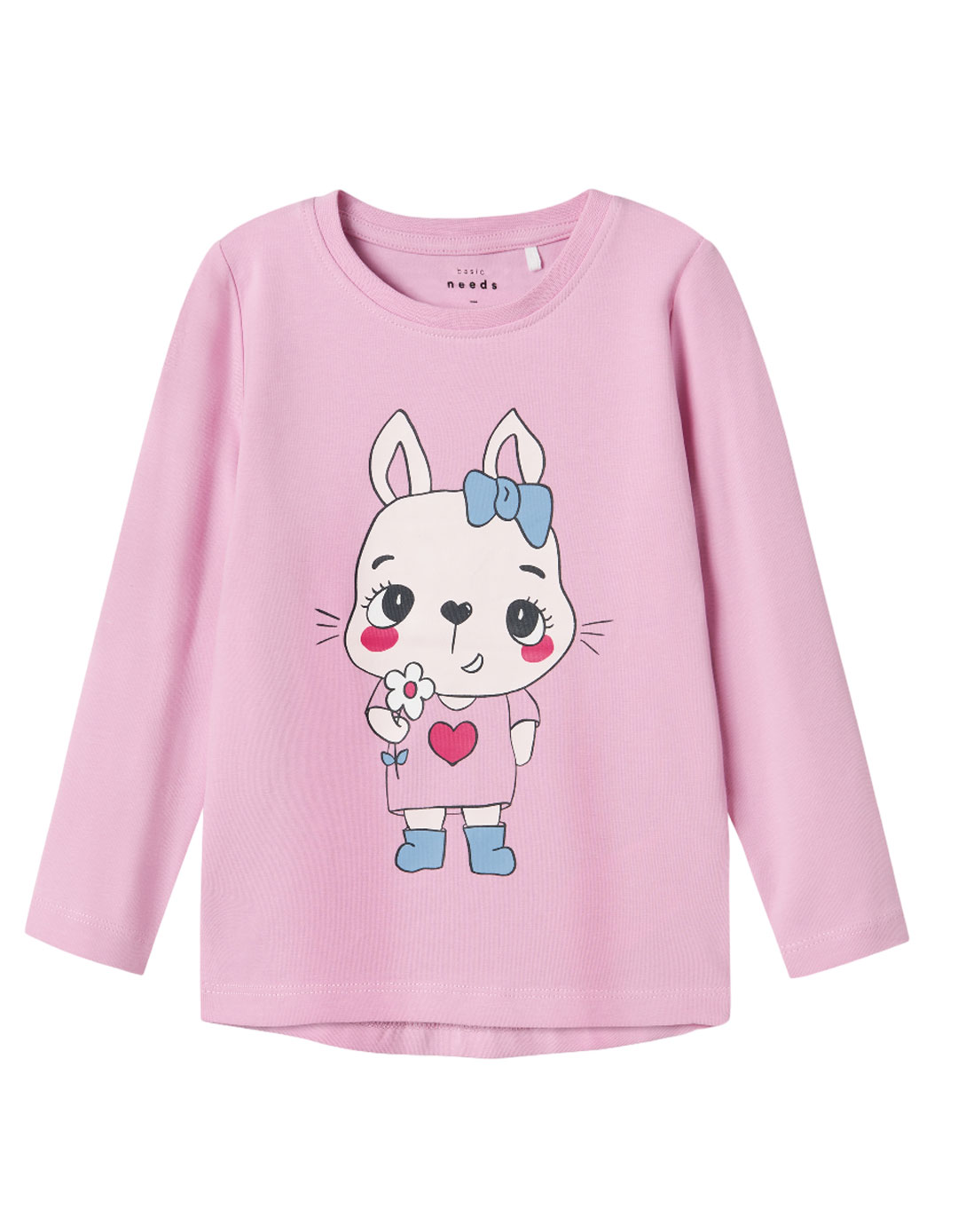 Παιδική μπλούζα μακρυμάνικη για κορίτσι, ροζ, Regular Fit, 95% βαμβάκι-5% ελαστίνη.