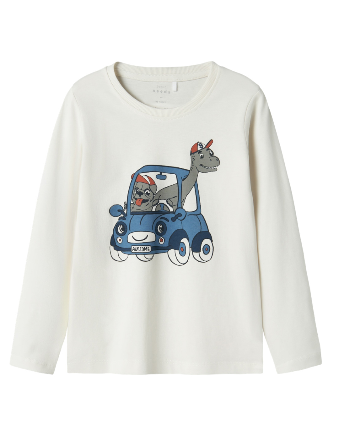 Παιδικό μακρυμάνικό μπλουζάκι για αγόρι, λευκό, Regular Fit, 100% βαμβάκι.