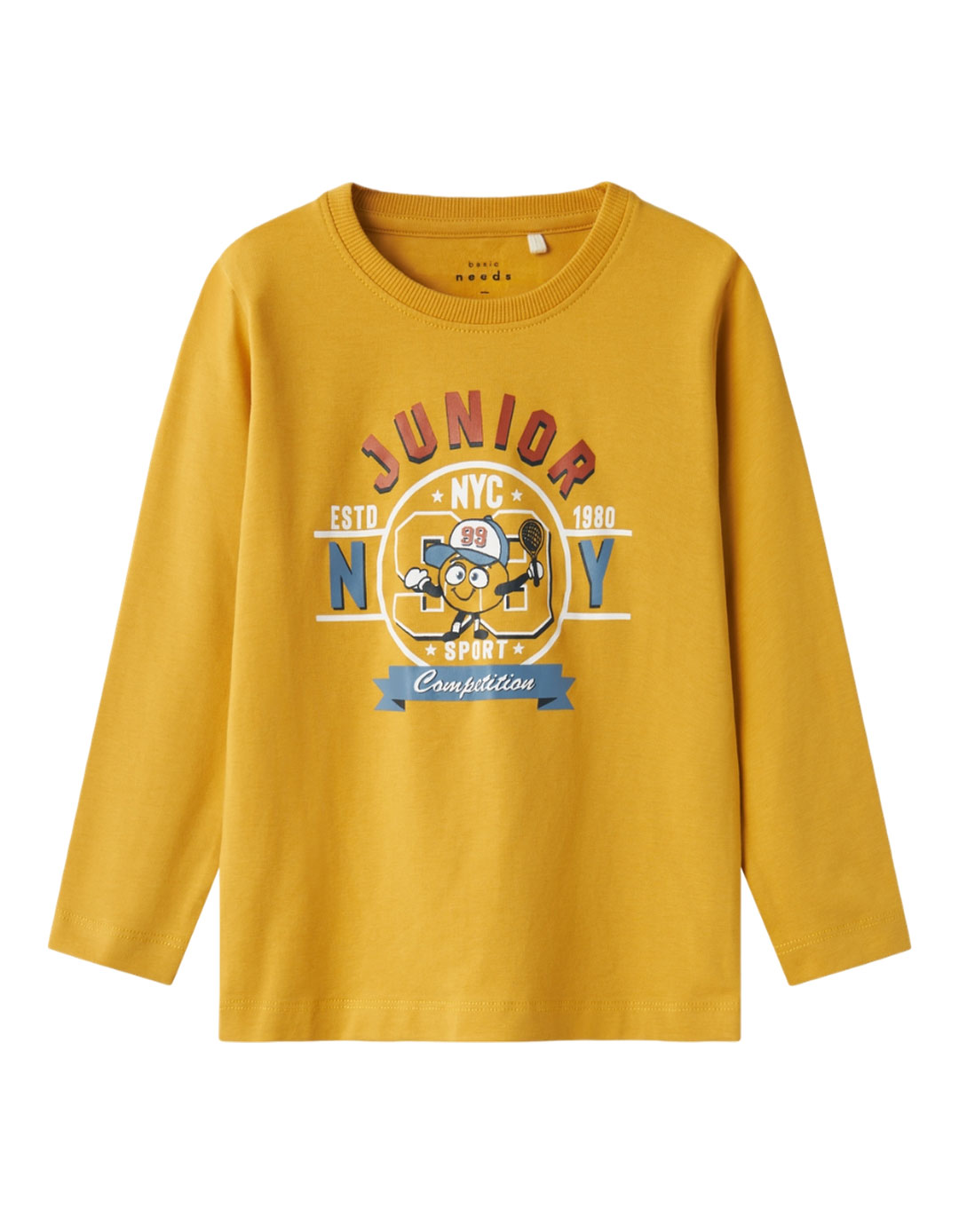 Παιδικό μακρυμάνικό μπλουζάκι για αγόρι, μουσταρδί, Regular Fit, 95% βαμβάκι-5% ελαστίνη.