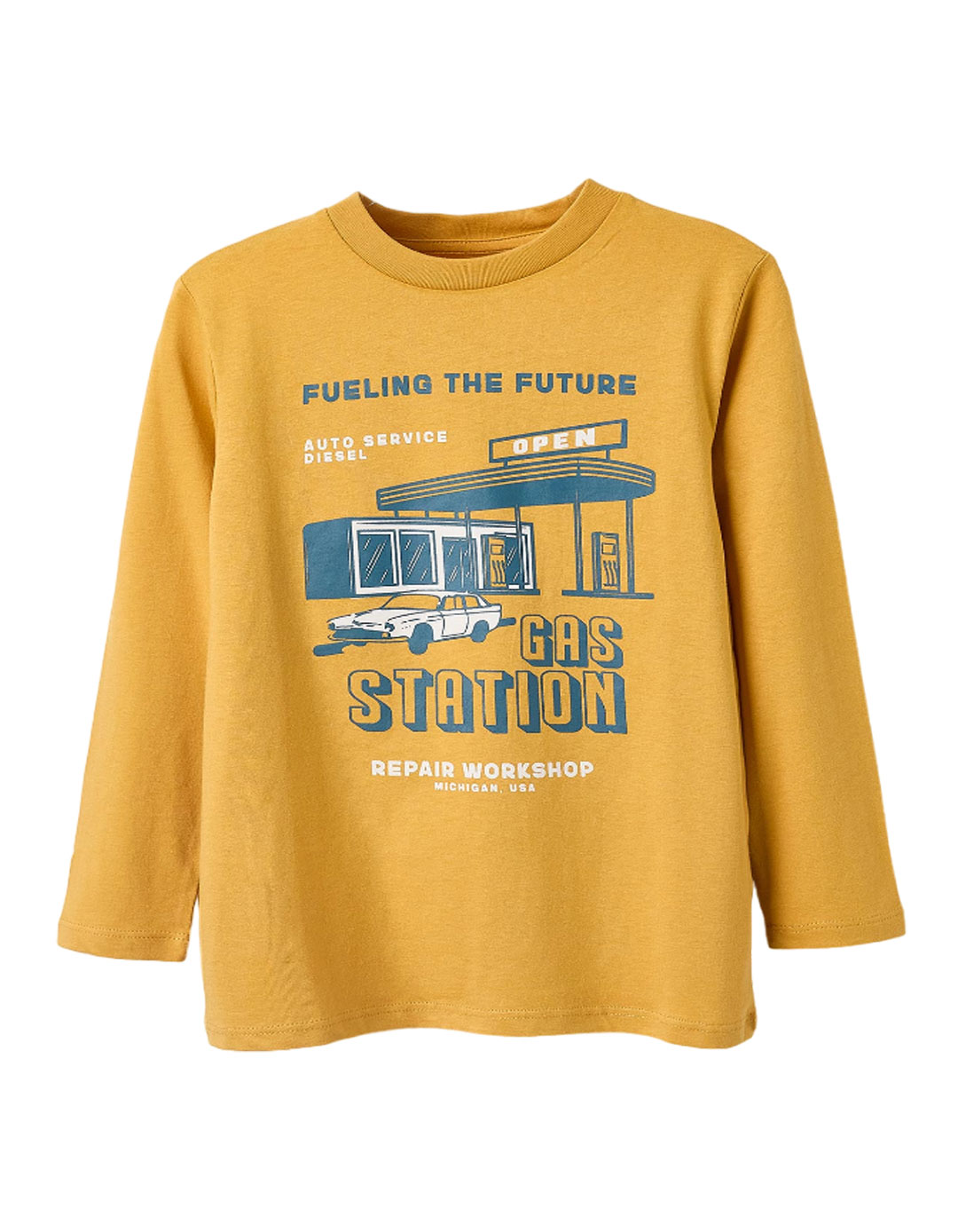 Παιδικό μακρυμάνικό μπλουζάκι για αγόρι, μουσταρδί, Slim Fit, 100% βαμβάκι. Παιδικό μακρυμάνικό μπλουζάκι για αγόρι, μουσταρδί, Slim Fit, 100% βαμβάκι.