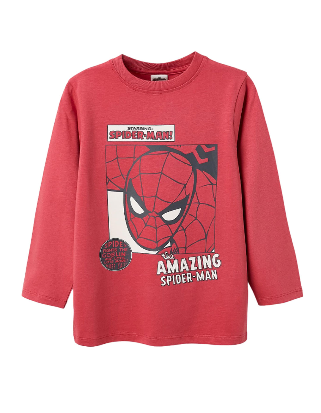 Παιδικό μακρυμάνικό μπλουζάκι για αγόρι Spiderman, ΄΄κόκκινο, Slim Fit, 100% βαμβάκι.