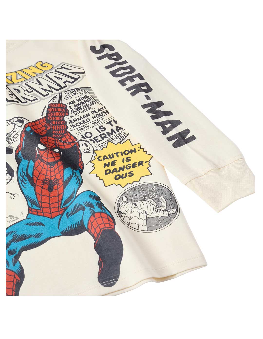 Παιδικό μακρυμάνικό μπλουζάκι για αγόρι Spiderman, μπεζ, Slim Fit, 100% βαμβάκι. Παιδικό μακρυμάνικό μπλουζάκι για αγόρι Spiderman, μπεζ, Slim Fit, 100% βαμβάκι.