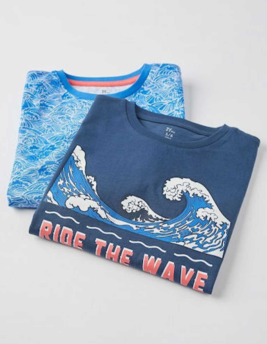 Σετ δυο μπλουζάκια κοντομάνικα για αγόρι, μπλε-γαλάζιο, Slim Fit, 100% βαμβάκι. Σετ δυο μπλουζάκια κοντομάνικα για αγόρι, μπλε-γαλάζιο, Slim Fit, 100% βαμβάκι.