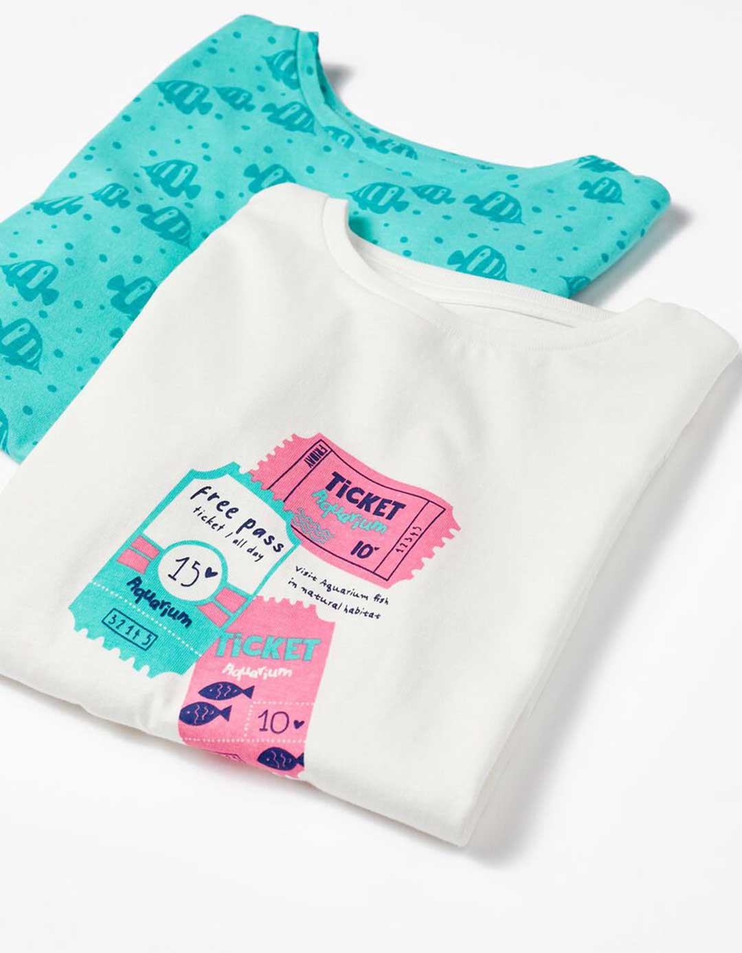 Σετ δυο μπλουζάκια για κορίτσια, λευκό-βεραμάν, Slim Fit, 100% βαμβάκι.