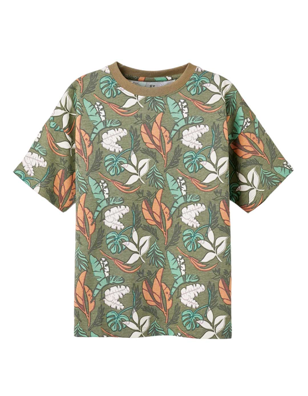 Παιδική μπλούζα κοντομάνικη για αγόρι, πράσινη, Slim Fit, 100% βαμβάκι.