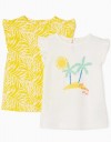 Πακέτο με δύο αμάνικα μπλουζάκια για κοριτσάκια, Εκρού/Κίτρινο, Slim Fit, 100% βαμβάκι. Πακέτο με δύο αμάνικα μπλουζάκια για κοριτσάκια, Εκρού/Κίτρινο, Slim Fit, 100% βαμβάκι.