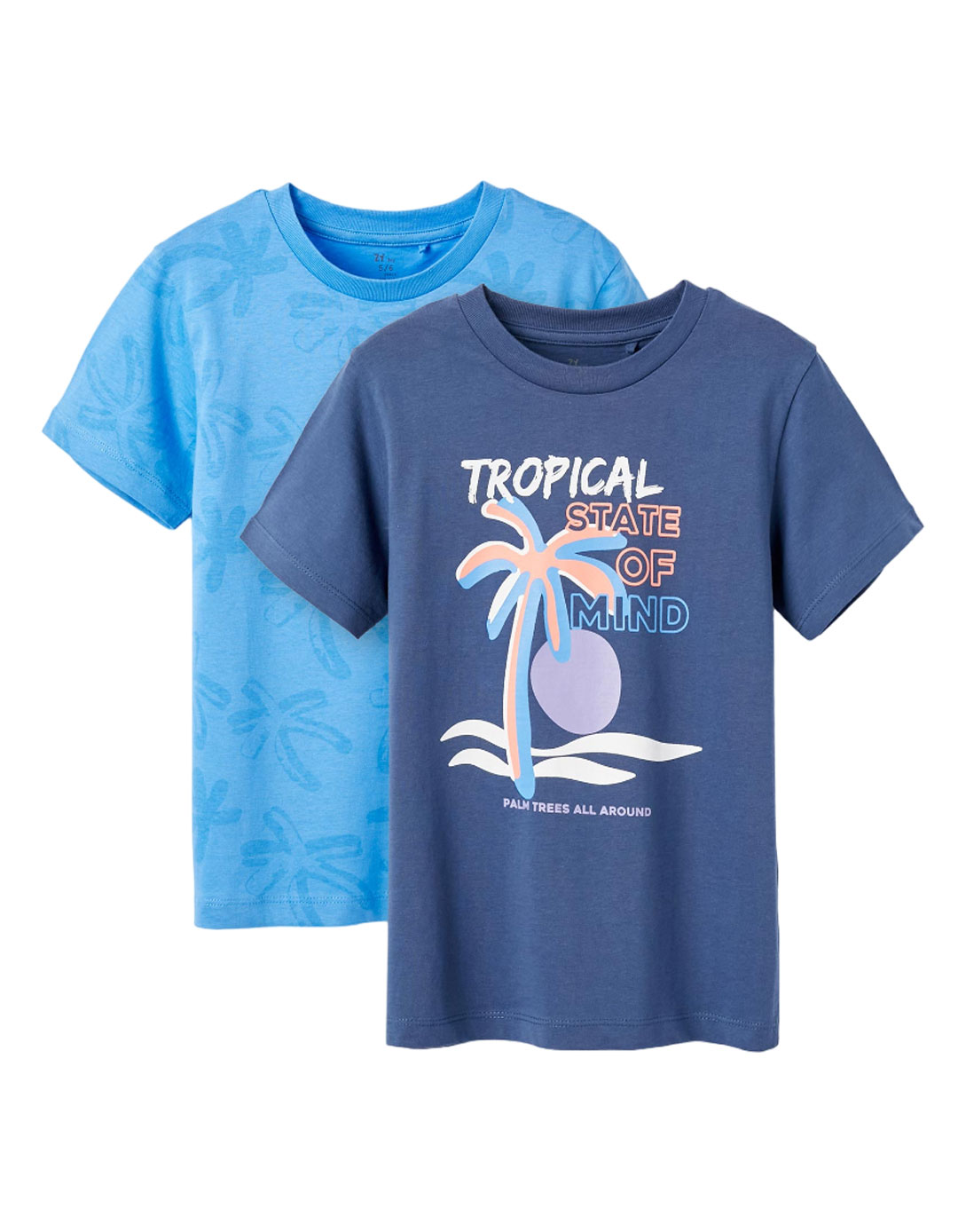 Δύο μπλουζάκια κοντομάνικα για αγόρι, μπλε, Slim Fit, 100% βαμβάκι.