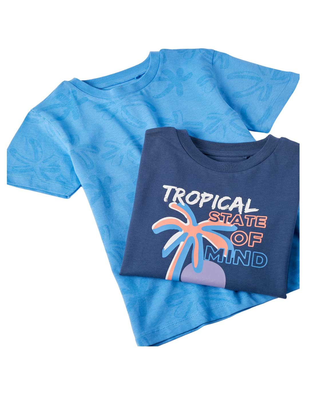 Δύο μπλουζάκια κοντομάνικα για αγόρι, μπλε, Slim Fit, 100% βαμβάκι.