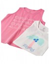 Δύο μπλουζάκια αμάνικα για κορίτσι, λευκό-ροζ, Slim Fit, 100% βαμβάκι.