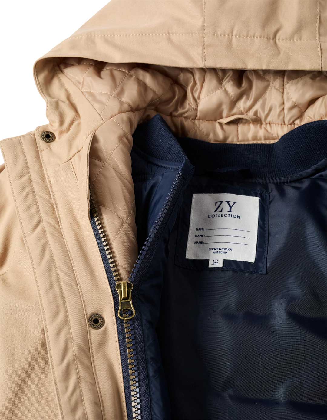 Μπεζ παιδικό μπουφάν αγόρι 3 σε 1 με αποσπώμενο γιλέκο Zippy