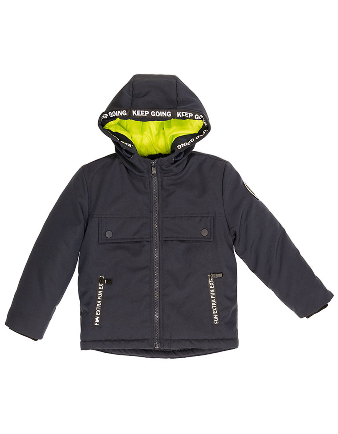 Μπουφάν New College για αγόρι με κουκούλα μπλε, Regular Fit, 100% πολυεστέρας. Μπουφάν New College για αγόρι με κουκούλα μπλε, Regular Fit, 100% πολυεστέρας.