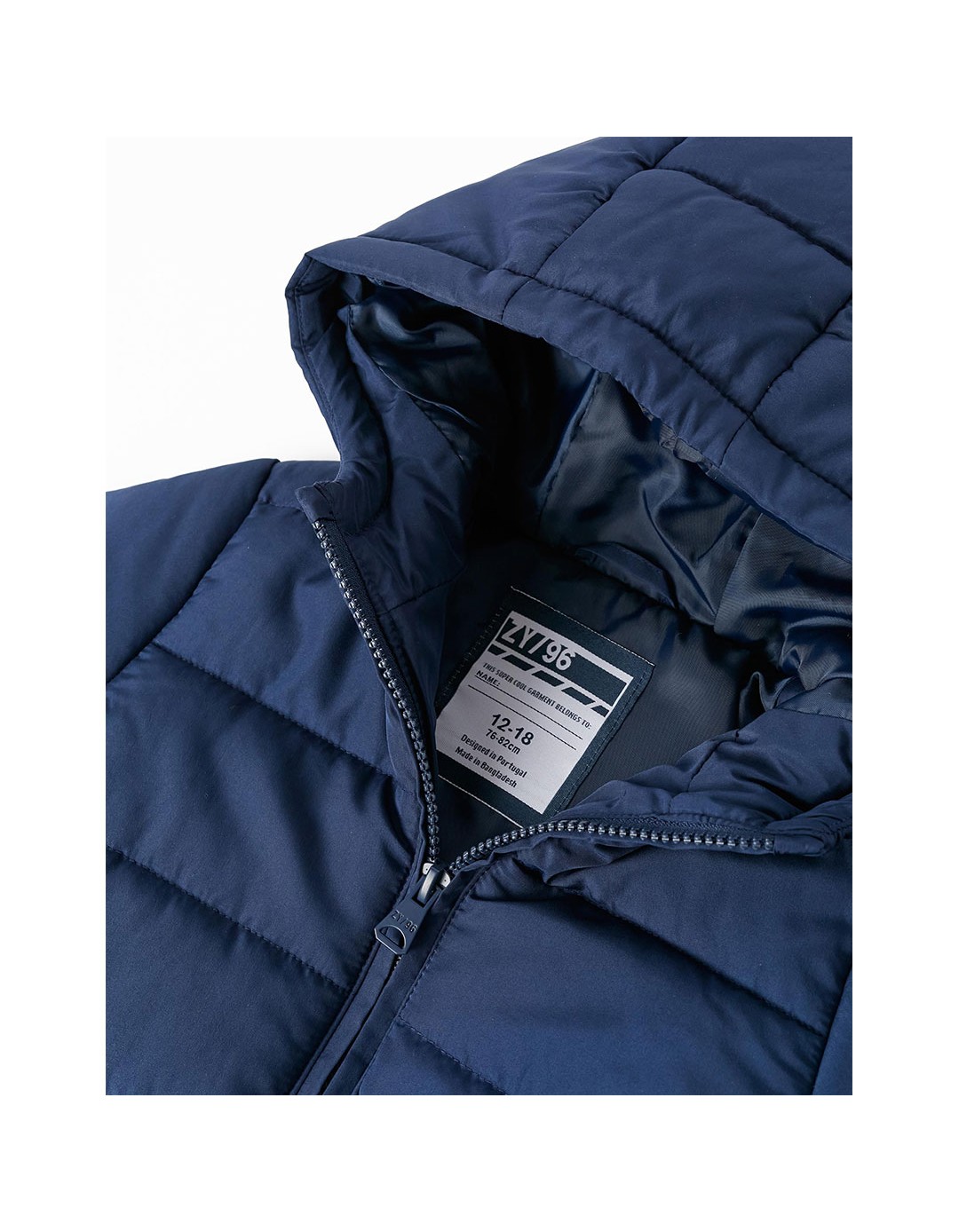 Μπουφάν για αγοράκι με κουκούλα μπλε, Slim Fit, 100% πολυεστέρας.