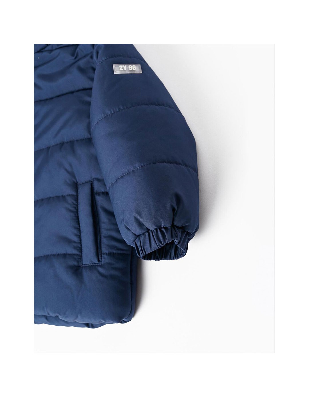 Μπουφάν για αγοράκι με κουκούλα μπλε, Slim Fit, 100% πολυεστέρας.