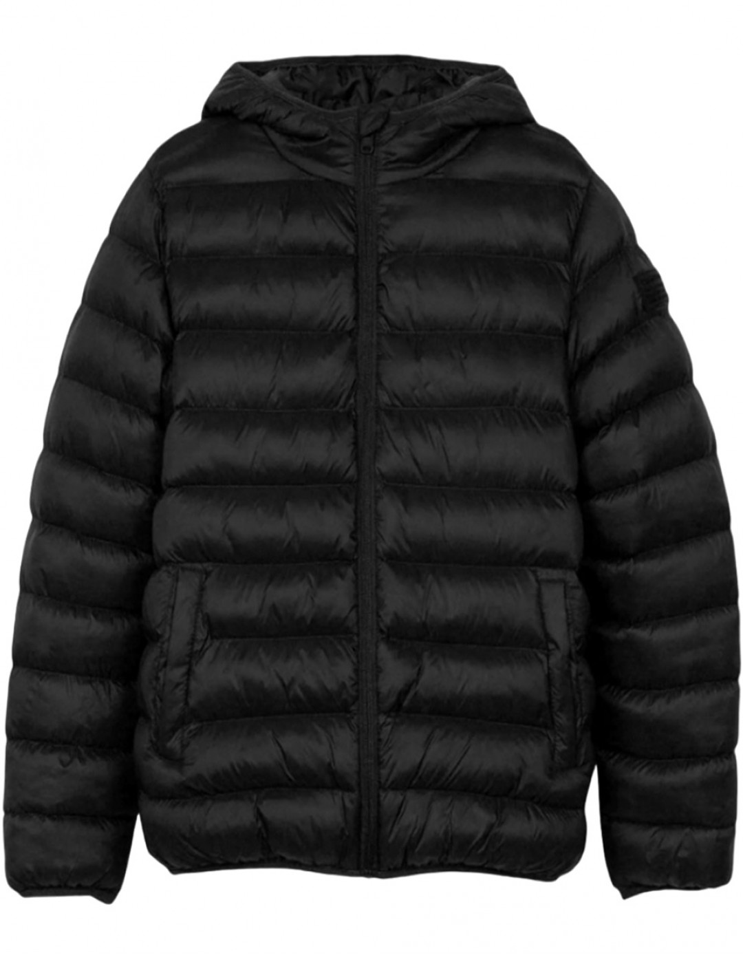 Παιδικό μπουφάν  για αγόρι με κουκούλα, μαύρο, Regular Fit, 100% πολυαμίδιο.