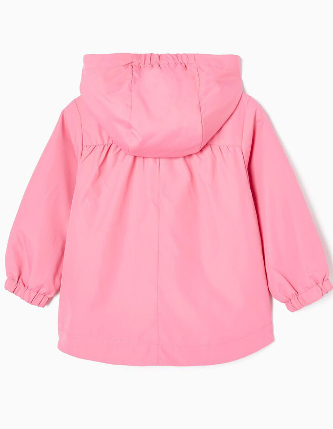 Ροζ αντιανεμικό μπουφάν με κουκούλα για κοριτσάκια, Slim Fit, 15% βαμβάκι, 85% πολυεστέρας.