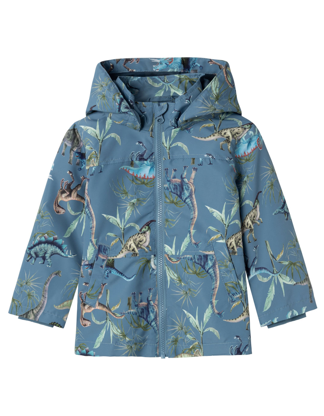 Εποχιακό υδατοαπωθητικ΄΄ο μπουφάν για αγόρι,100% πολυεστέρας,Regular Fit,σιελ με στάμπα δεινόσαυρους.