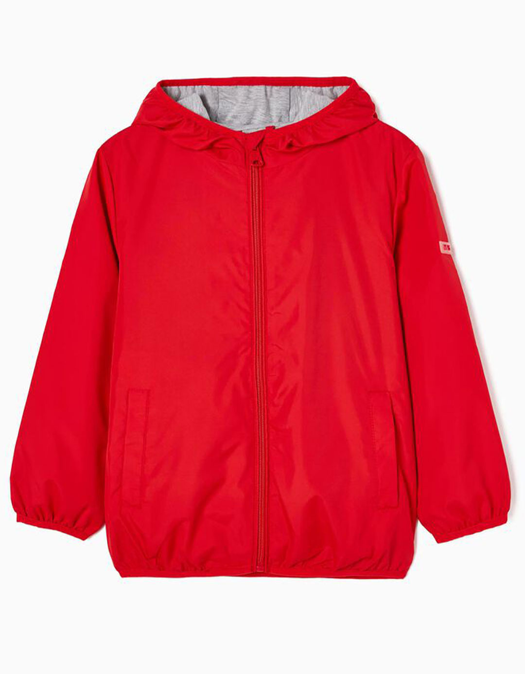 Κόκκινο αντιανεμικό μπουφάν για αγόρι, Slim Fit, 85% βαμβάκι, 15% πολυεστέρας.  Κόκκινο αντιανεμικό μπουφάν για αγόρι, Slim Fit, 85% βαμβάκι, 15% πολυεστέρας.