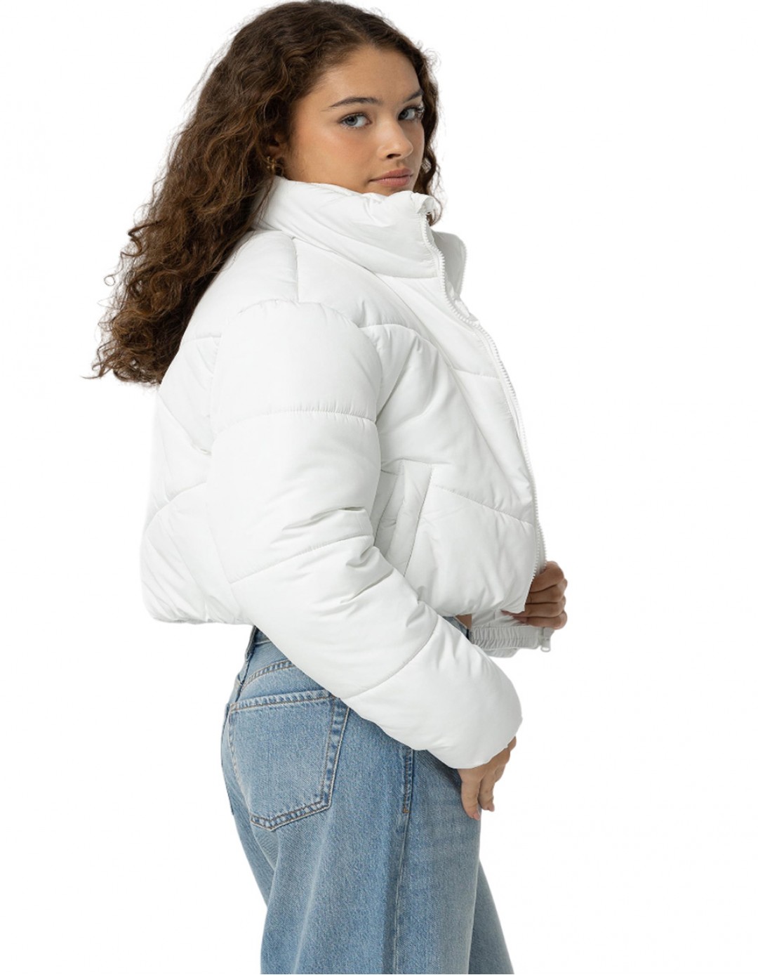 Παιδικό μπουφάν κοντό για κορίτσι, λευκό, Regular Fit, 100% πολυεστέρας. Παιδικό μπουφάν κοντό για κορίτσι, λευκό, Regular Fit, 100% πολυεστέρας.