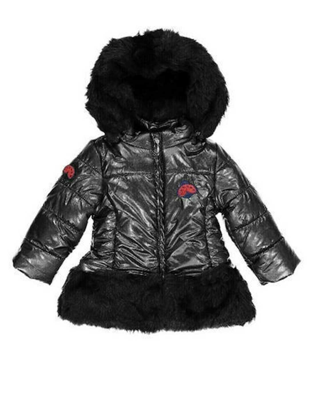 Βρεφικό μπουφάν για κορίτσι, μαύρο, Regular Fit, 100% βαμβάκι.