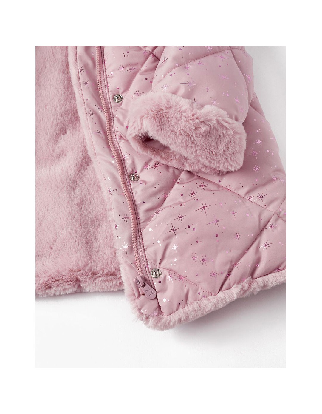Μπουφάν με κουκούλα για κορίτσι με επένδυση, ροζ, Slim Fit, 100% πολυεστέρας. Μπουφάν με κουκούλα για κορίτσι με επένδυση, ροζ, Slim Fit, 100% πολυεστέρας.