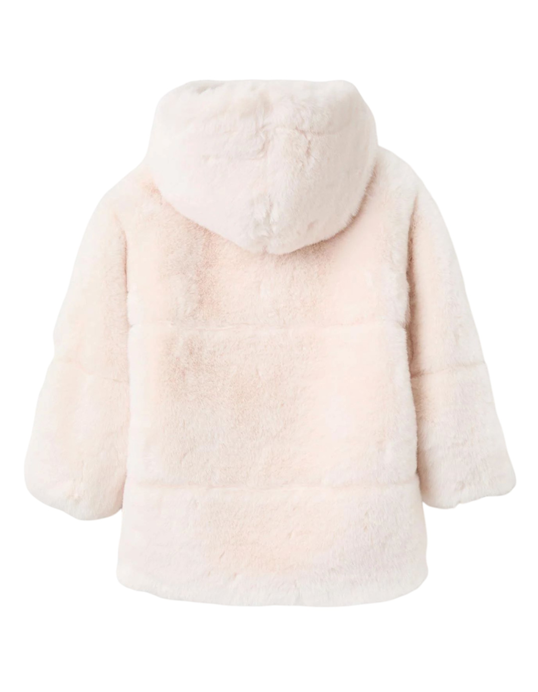 Μπεζ παιδικό μπουφάν με κουκούλα και γούνινη υφή για κορίτσι