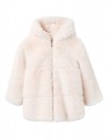 Μπεζ παιδικό μπουφάν με κουκούλα και γούνινη υφή για κορίτσι