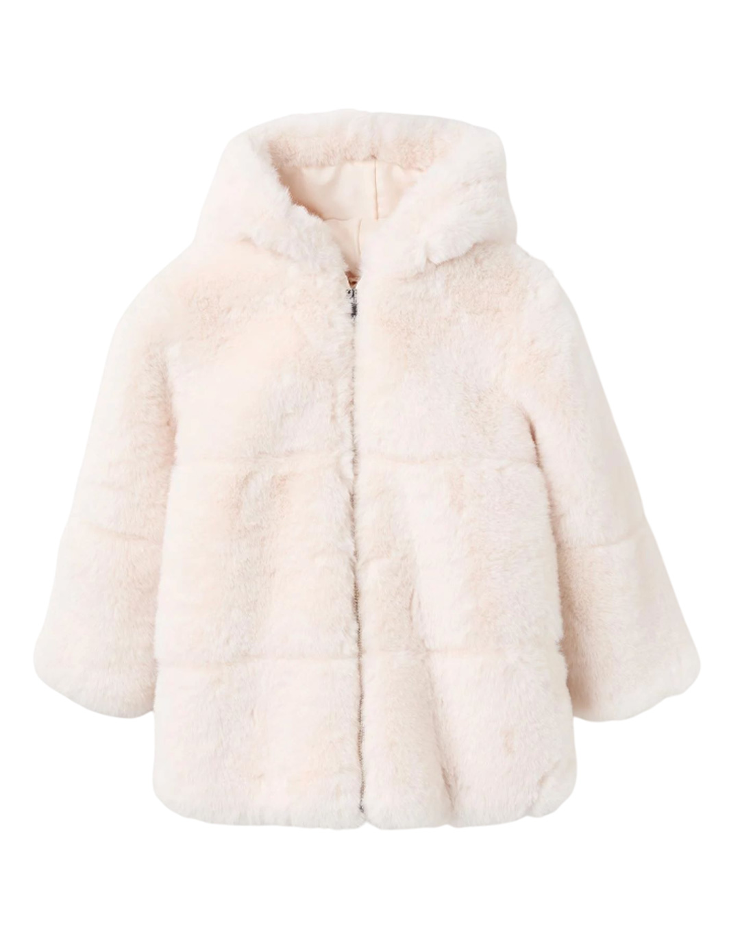 Μπεζ Μπουφάν με Κουκούλα και Γούνινη Υφή για Κορίτσι 4-14 Ετών – Zippy .Slim Fit.