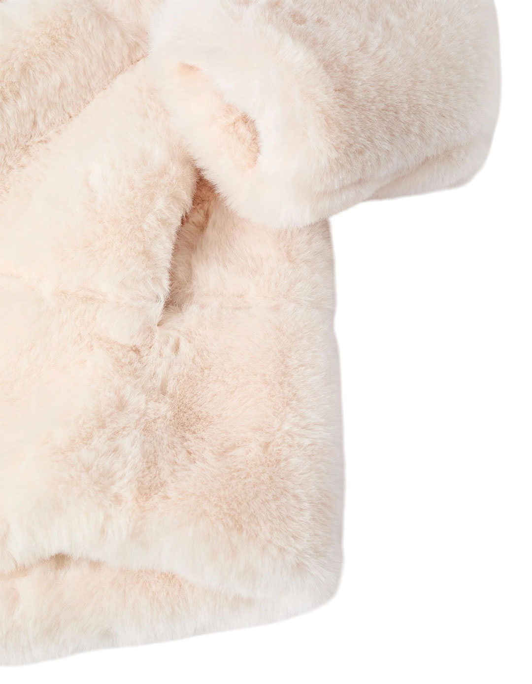 Μπεζ παιδικό μπουφάν με κουκούλα και γούνινη υφή για κορίτσι