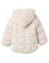 Μπεζ παιδικό μπουφάν με κουκούλα και γούνα για κορίτσι