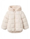 Μπεζ παιδικό μπουφάν με κουκούλα και γούνα για κορίτσι