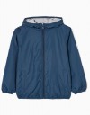 Μπλε αντιανεμικό μπουφάν για αγόρι, Slim Fit, 85% βαμβάκι, 15% πολυεστέρας,