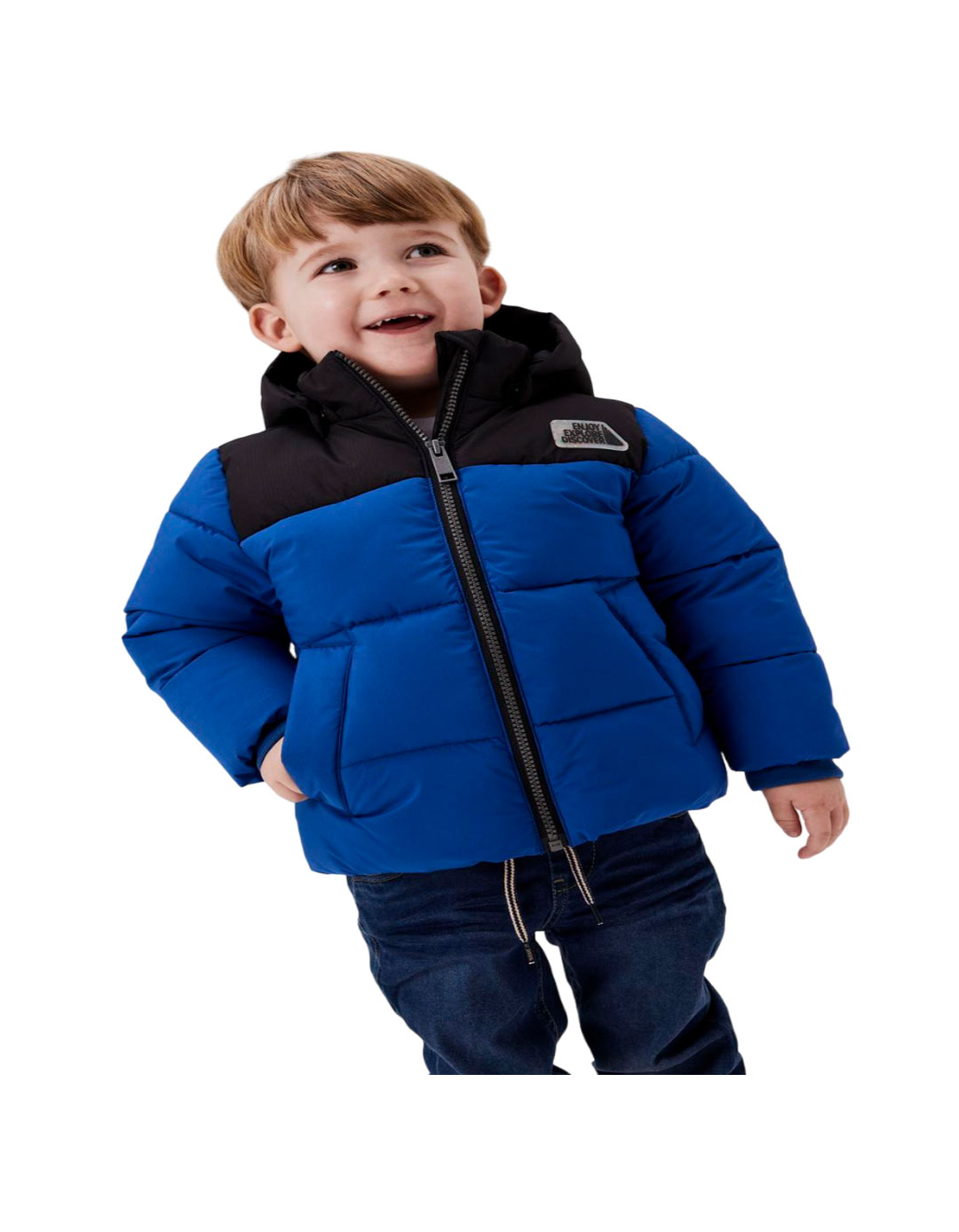 Παιδικό μπουφάν για αγόρι, μαύρο-μπλε, Regular Fit, 100% πολυεστέρας.