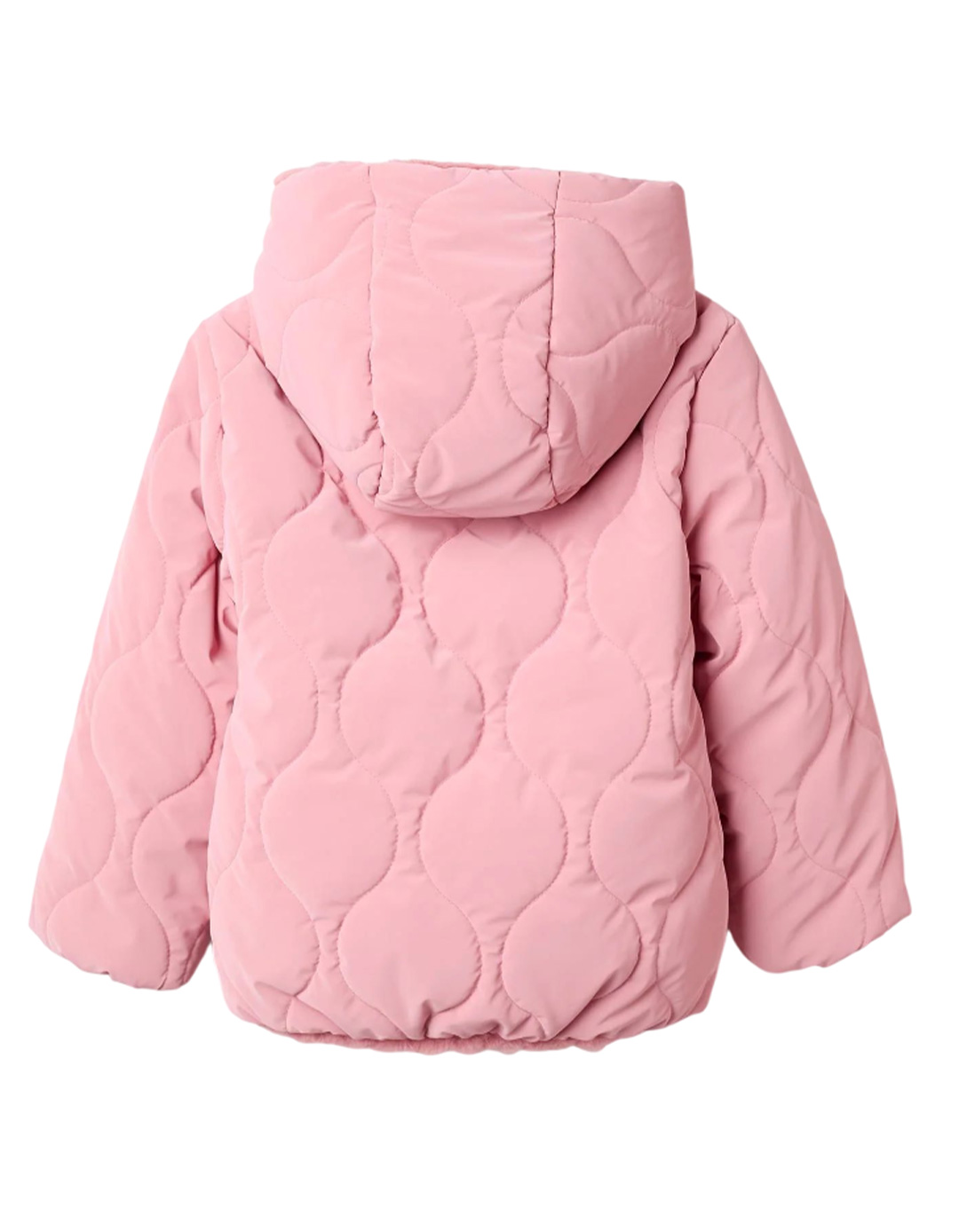 Ροζ παιδικό μπουφάν με κουκούλα και γούνα για κορίτσι