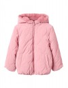 Ροζ παιδικό μπουφάν με κουκούλα και γούνα για κορίτσι