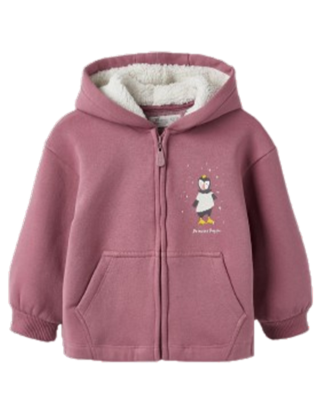 Μπουφανοζακέτα για κορίτσι με κουκούλα λιλά, Slim Fit, 68% βαμβάκι, 32% πολυεστέρας.