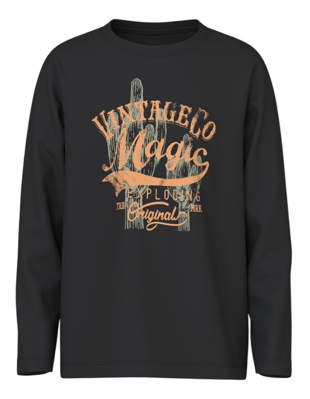 Παιδικό μακρυμάνικό μπλουζάκι για αγόρι, μαύρο, Loose Fit, 100% βαμβάκι.