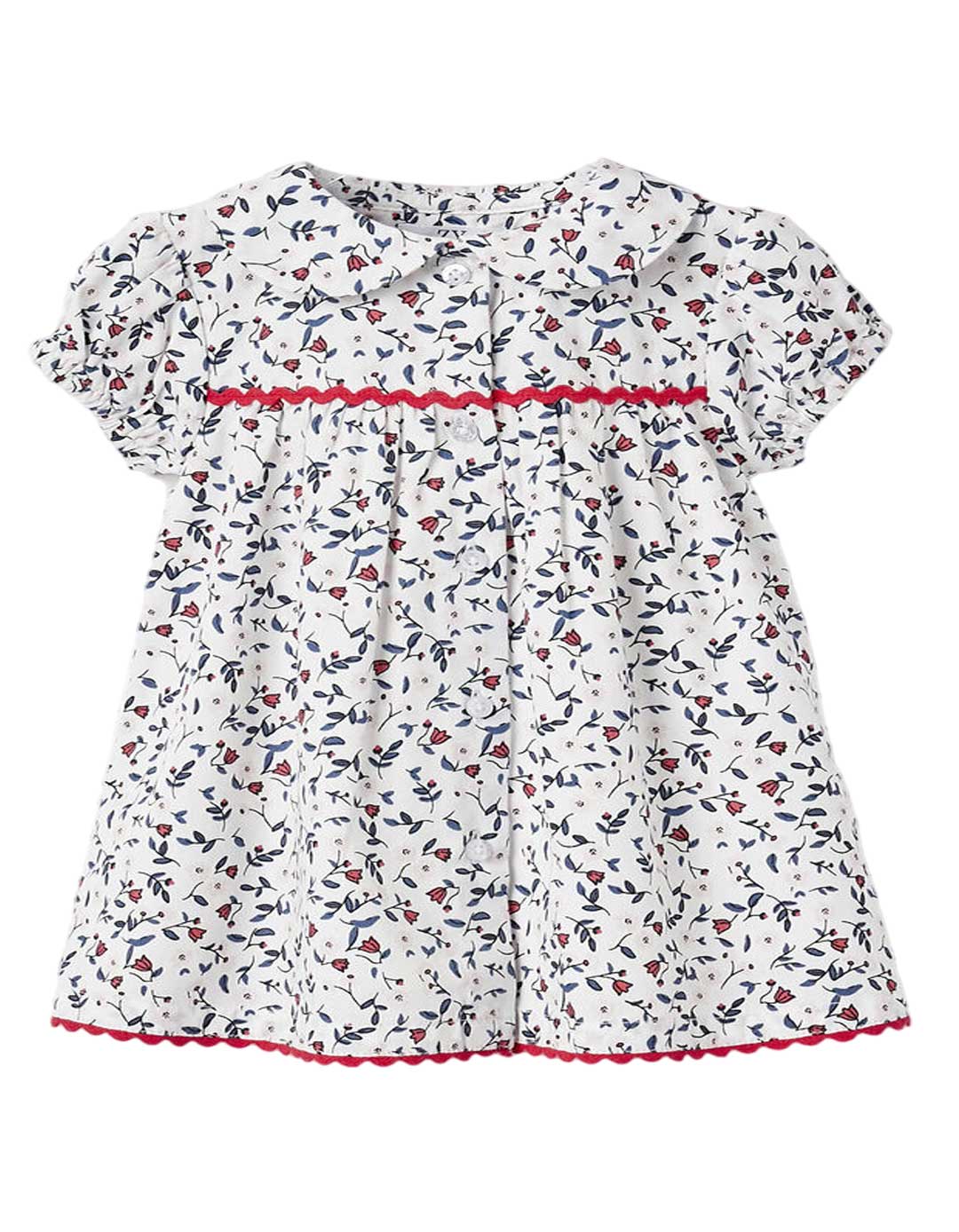 Φόρεμα floral για νεογέννητο κορίτσι, λευκό, Slim Fit, 100% βαμβάκι.