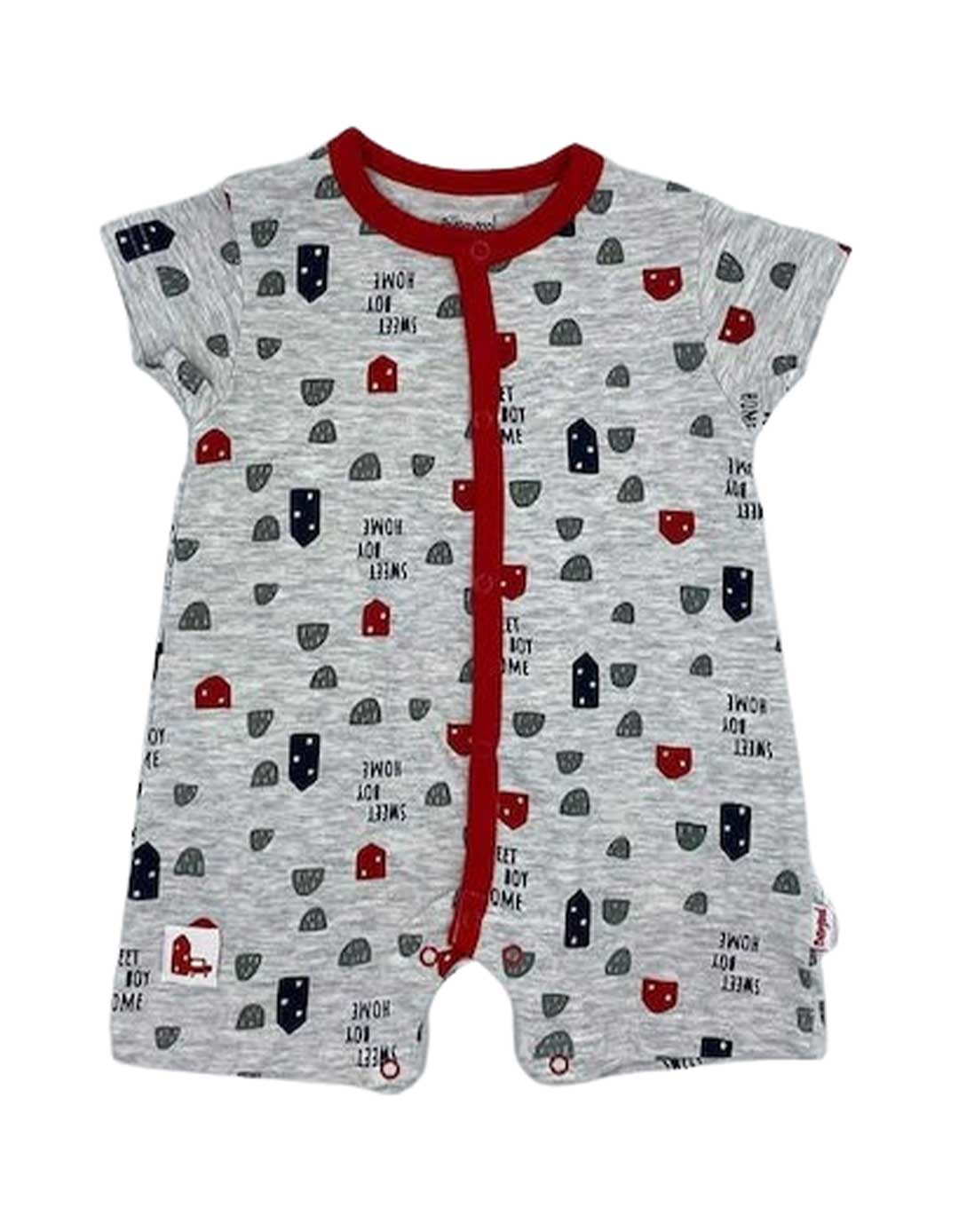 Ολόσωμο φορμάκι για αγόρι γκρι-κόκκινο, Regular Fit, 94% βαμβάκι, 2% πολυεστέρας, 4% ελαστάνη.