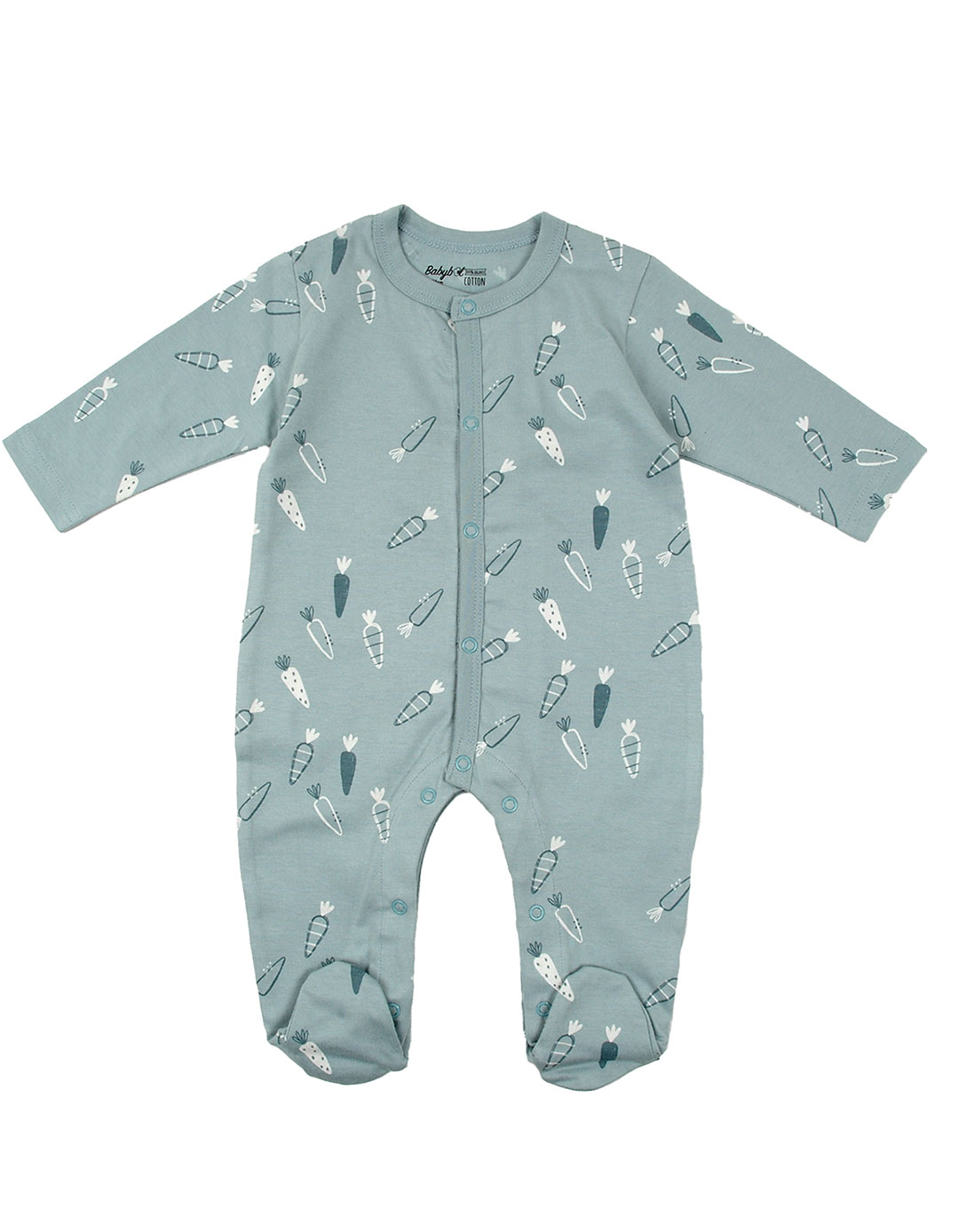 Ολόσωμο εποχιακό φορμάκι unisex, σιελ ανοικτό, Regular Fit, 100% βαμβάκι.