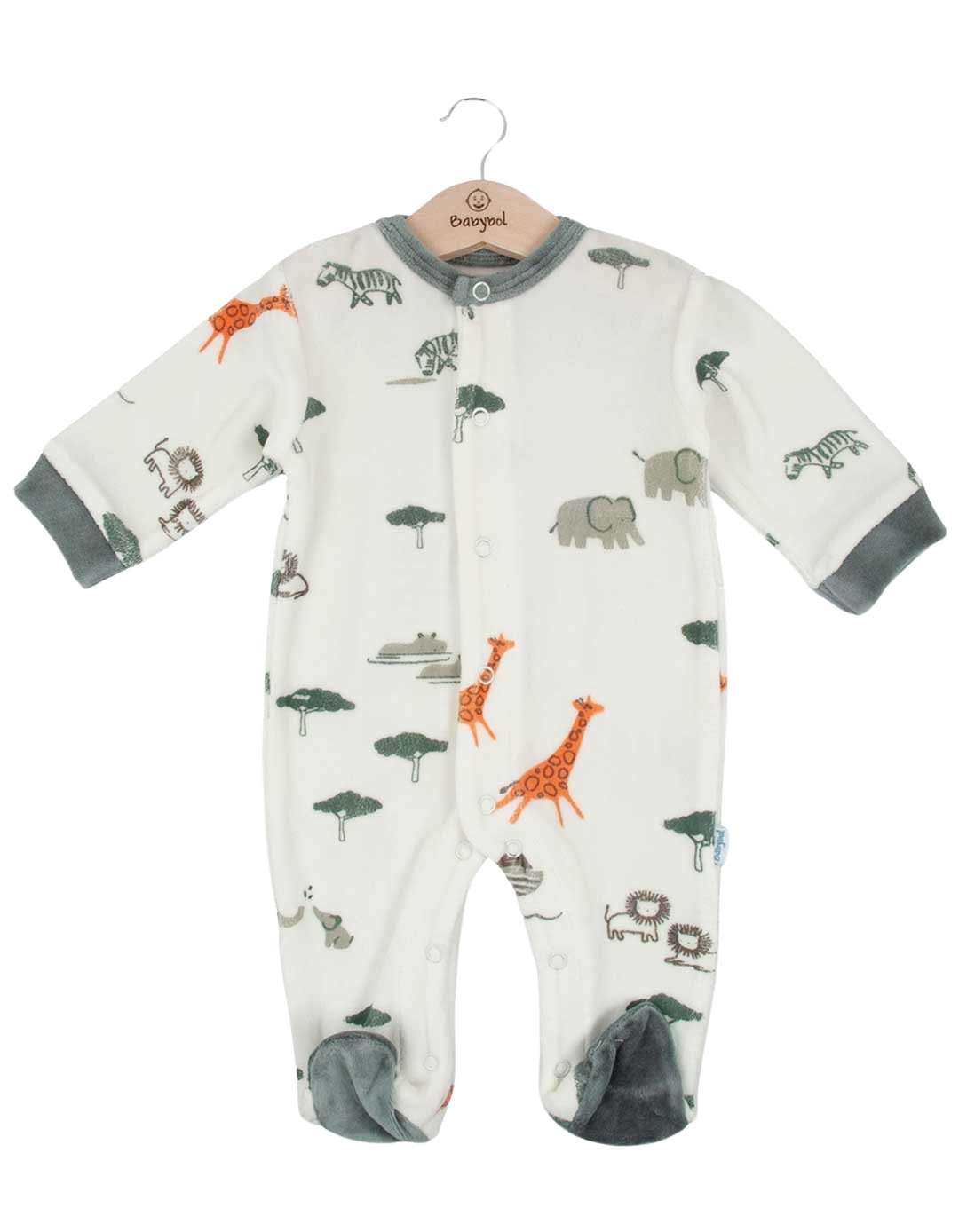 Ολόσωμο βρεφικό μακρυμάνικο βελουτέ φορμάκι για αγόρι, λευκό, Regular Fit, 80% βαμβάκι, 20% πολυεστέρας.