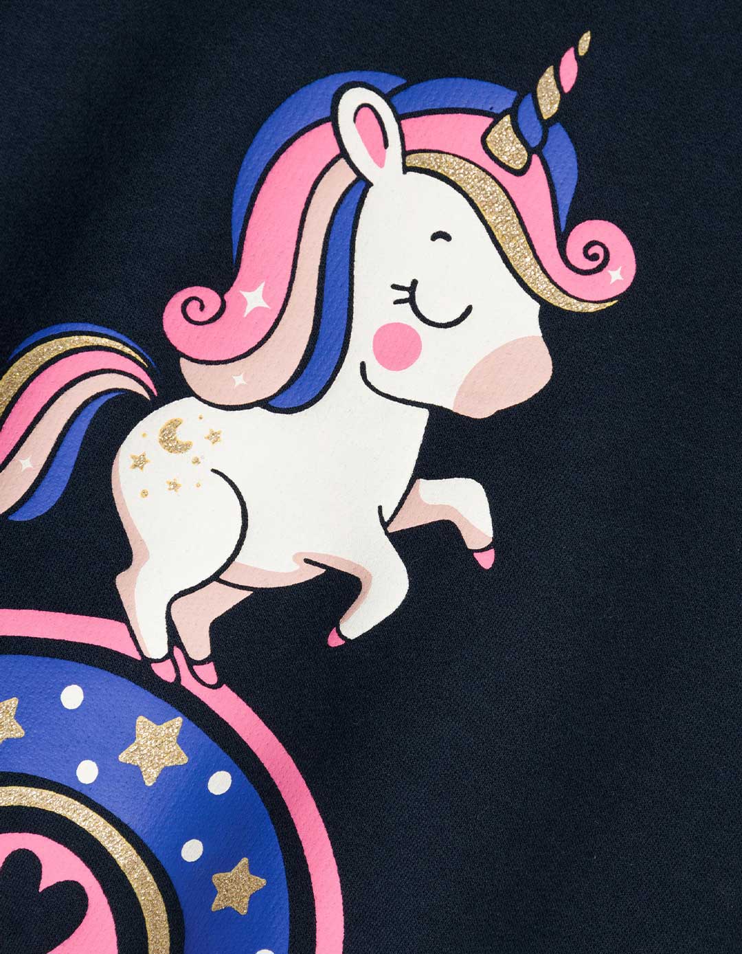 Παιδική μπλούζα φούτερ για κορίτσι μπλε, με στάμπα Unicorn, Regular Fit, 100% βαμβάκι.